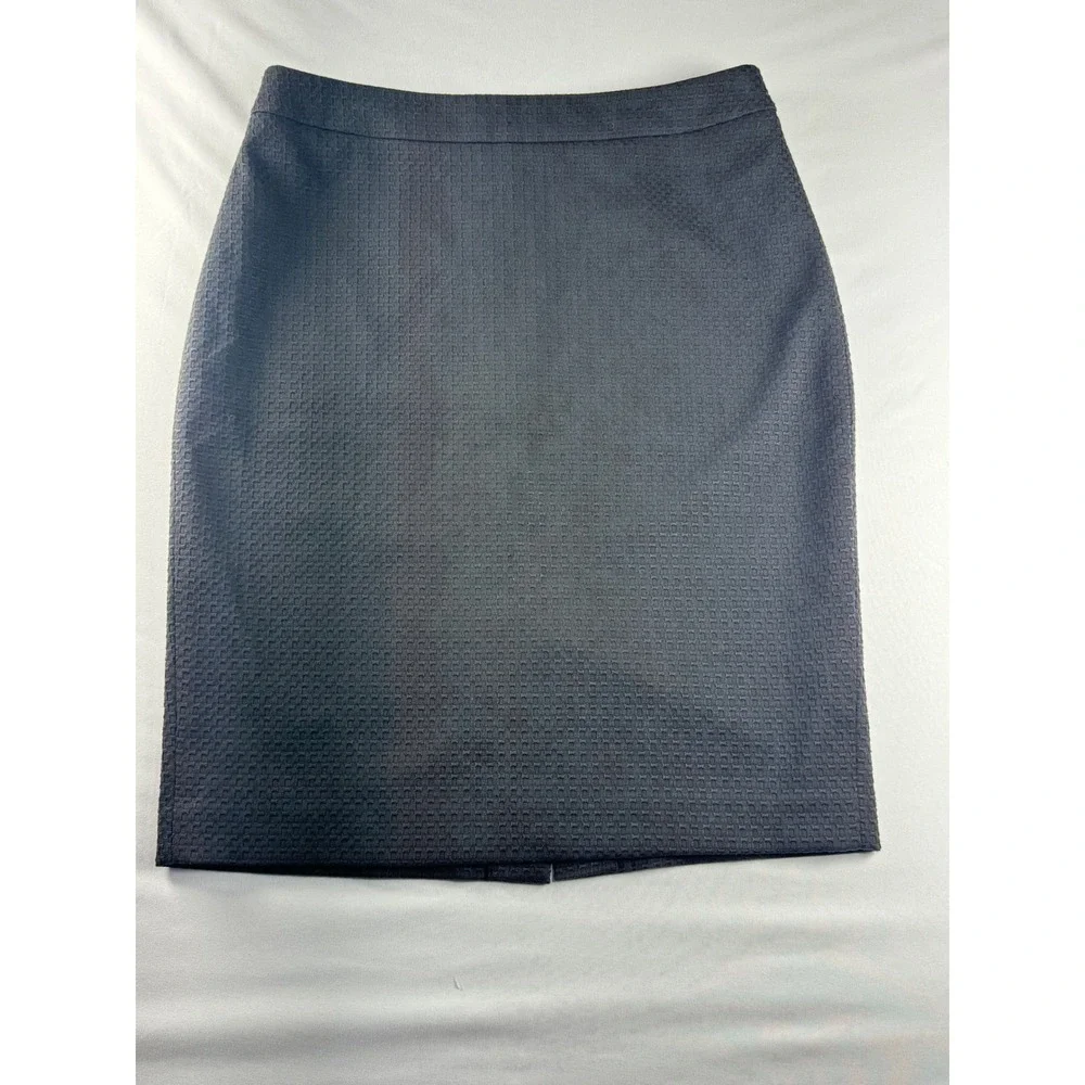 Ann Taylor Grey Textured Basketweave Pencil Skirt Gold Back Zip Size 6‎ Office